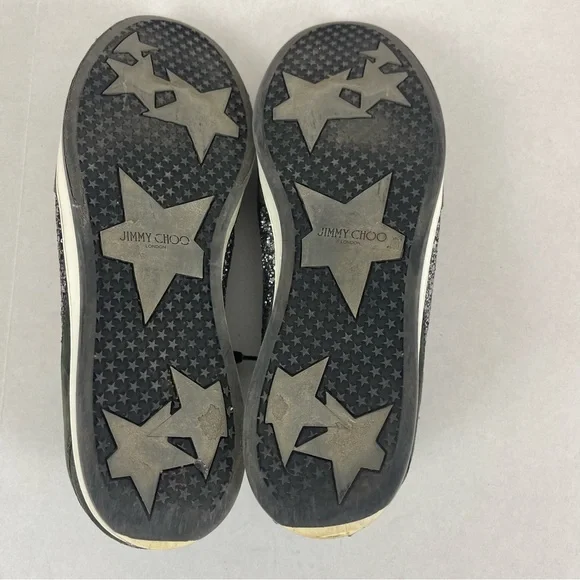 Jimmy Choo Women’s Size 41 Gray Suede & Black Glitter High-Top Sneakers - Picture 8 of 13
